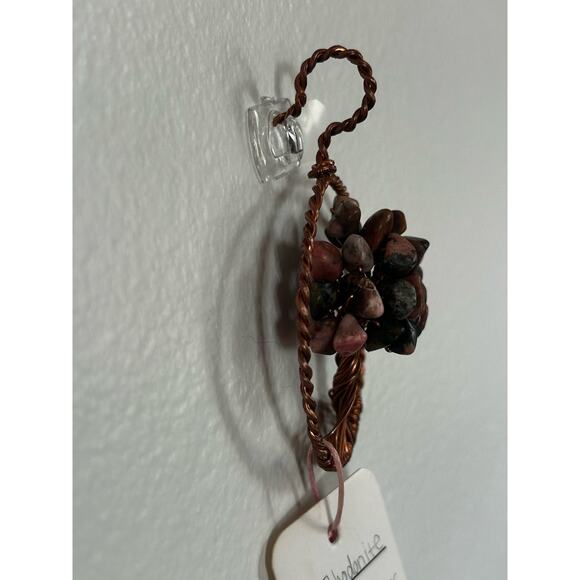 Handmade Copper and Serpentine Crystal Tree of life 3.5x2” Wall Decor - Picture 4 of 5